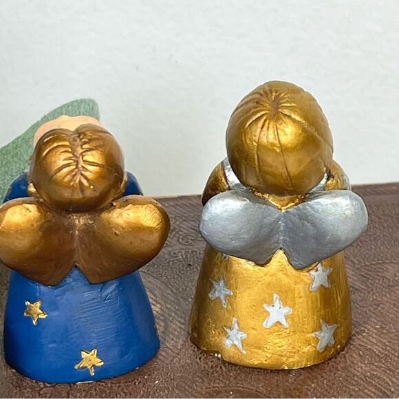 Vintage MCM Sculptures Christmas Angel Carolers (Set of 2) Vintage Figures - Picture 10 of 11